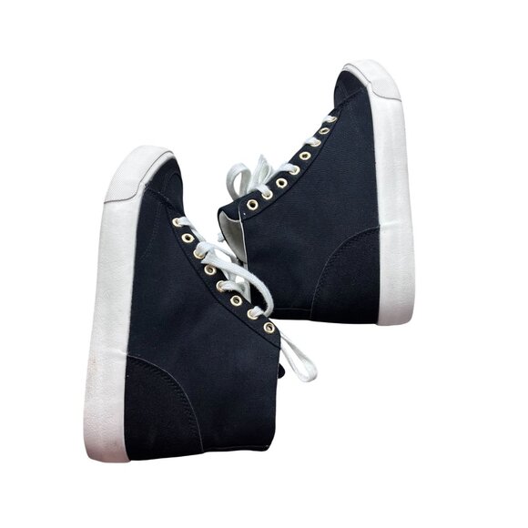 Unisex High-Top Canvas Sneakers Size 9.5 US Lace-Up Casual Shoes Black & White M - Picture 5 of 10